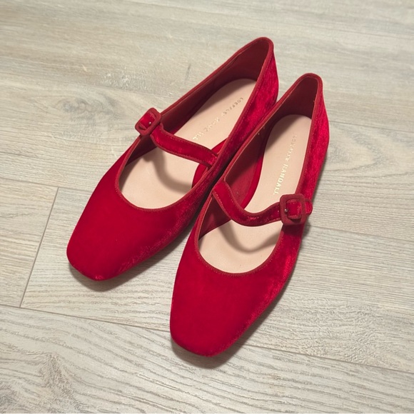 Loeffler Randall Red velvet Mary Jane ballet flats with buckle size 7 - Picture 2 of 6